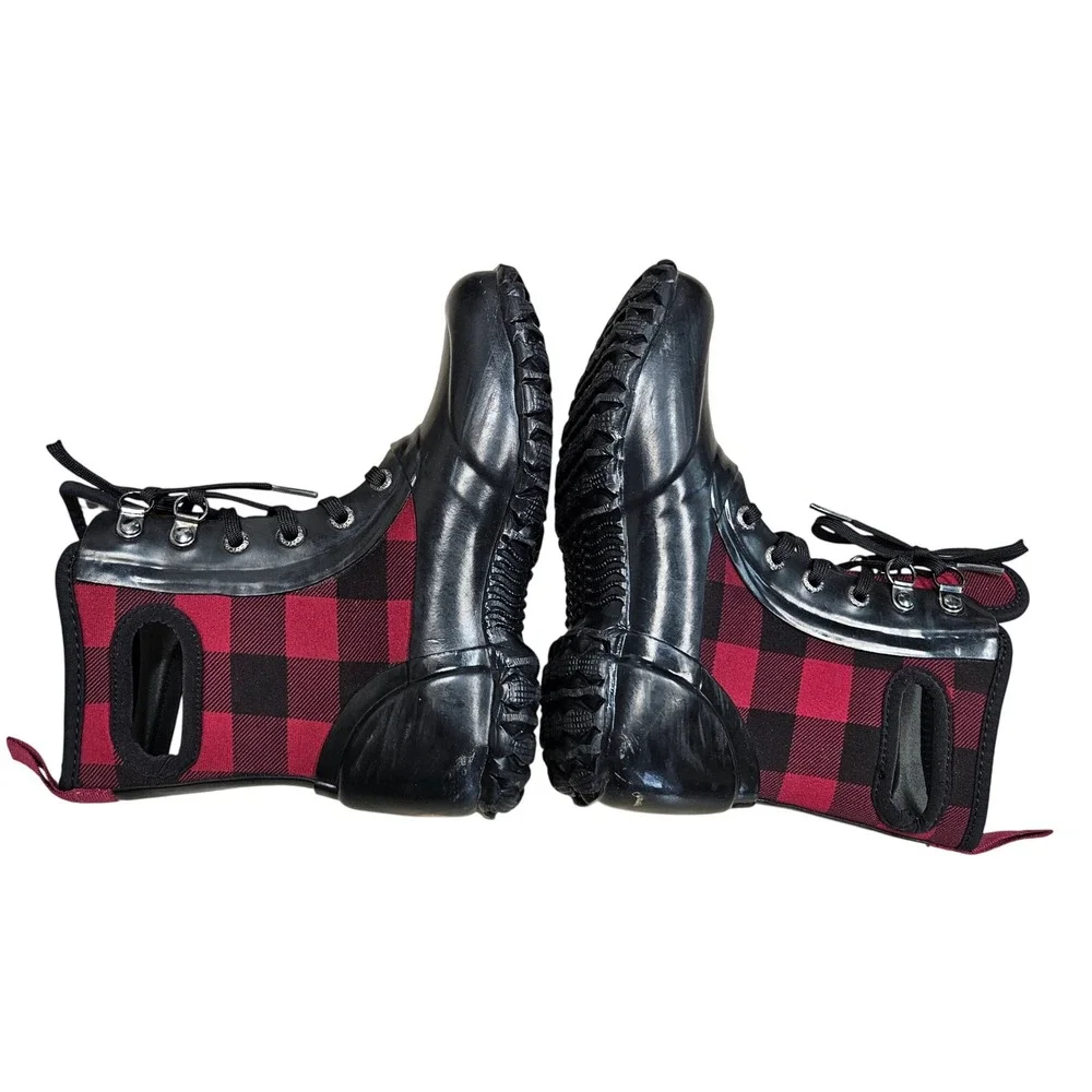 BOGS‎ Sidney Lace Pld Waterproof Kids Size 13 Red Plaid Boots